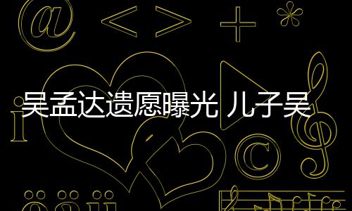 仑透露母亲光 达遗照顾愿曝儿子好好吴孟吴韦